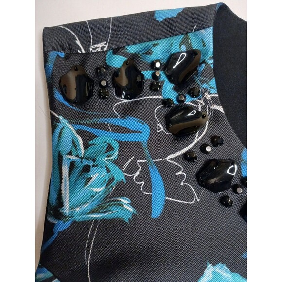 Sachin & Babi NOIR Sz 10 Sheila Floral Beaded Cocktail Dress Black Blue & Topaz - Picture 10 of 16